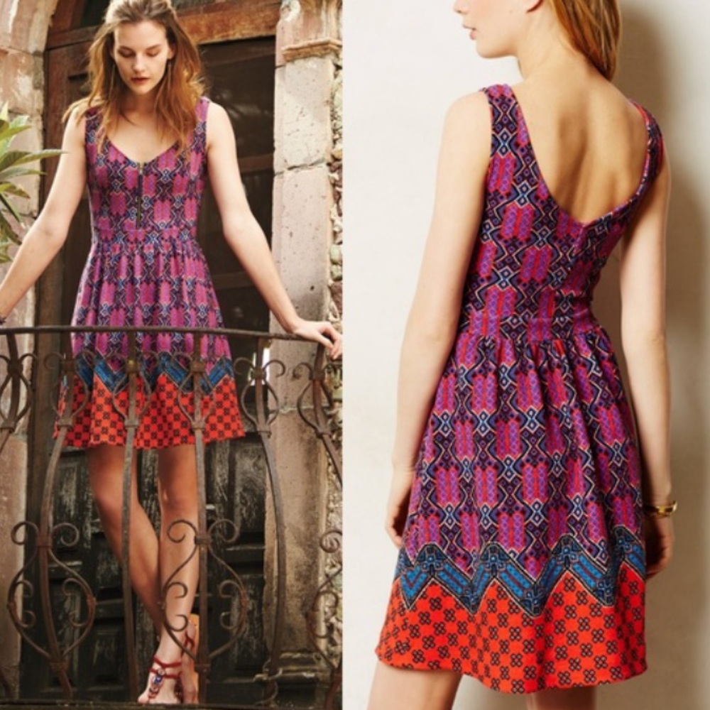 Anthro Maeve Amapola Mini Tribal Dress - Picture 1 of 14
